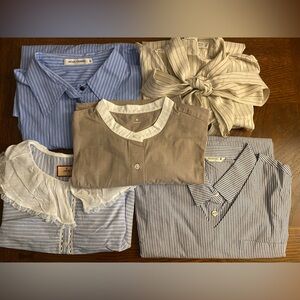 Assorted Striped and Solid Blouses (Zara/Muji/other brands)